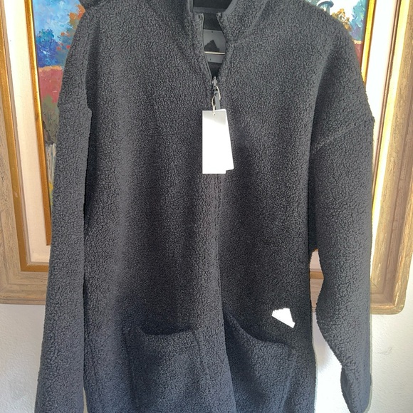 NWT•ADIDAS ORIGINALS•HEAVY DUTY SHERPA FLEECE HOODED COAT•BLACK•XL•STYLE HM2841 - Picture 11 of 16